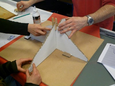 Mounting pieces of cardboard of Olympus Mons